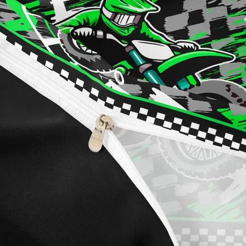 Miniatura 6 de Juego de funda de edredón verde fluorescente para motocross, juego de ropa de cama para deportes extremos para niños y niñas, funda de edredón