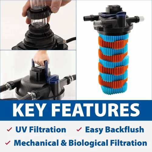 Miniatura 4 de The Pond Guy AllClear G3 - Filtro de presión biológica y clarificador de luz ultravioleta con sistema de retrolavado, filtración biológica