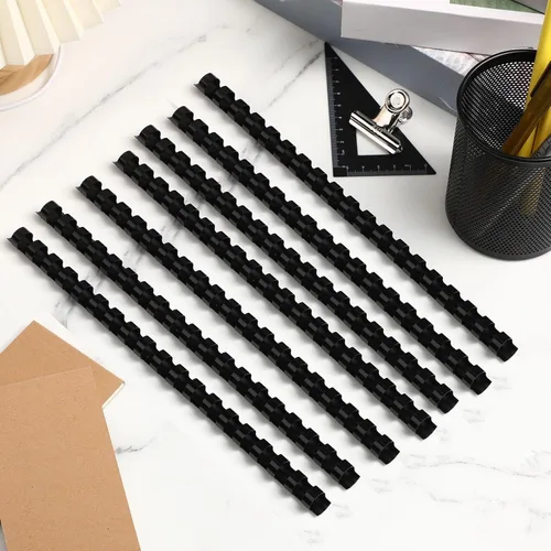 Miniatura 6 de Yunsailing Paquete de 150 peines de plástico para encuadernación de plástico, 19 anillos de encuadernación con espiral, tamaño carta, para Negro