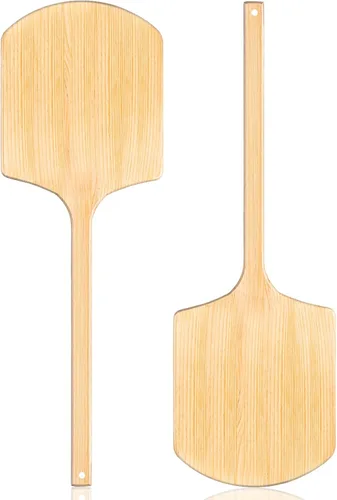 Miniatura 9 de Paquete de 2 cáscaras de madera para pizza, plato de 14 pulgadas de largo x 12 pulgadas de ancho, con mango de madera de 22 litros, 36 de longitud