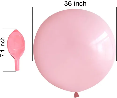 Miniatura 3 de Globos de 36 pulgadas, 5 globos grandes de látex redondos de color rosa claro, globos gigantes de color rosa claro para cumpleaños, bodas, baby Rosa
