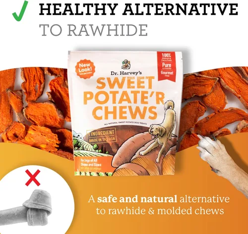 Miniatura 5 de Dr. Harvey's Sweet Potate'r Chews - Golosina natural de batata para perros (16 onzas)
