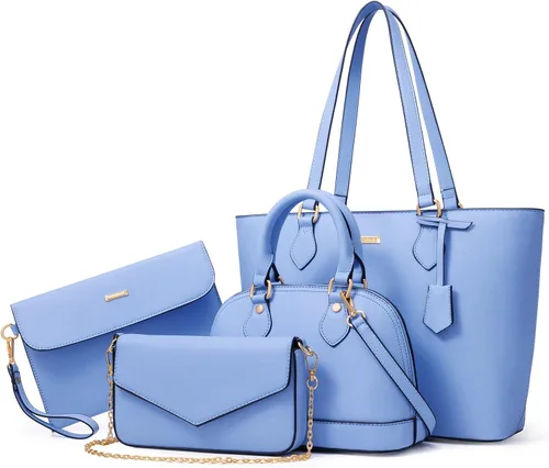 Miniatura 20 de 4 piezas de bolsos de moda para mujer, carteras, bolsos de hombro, bolsos de mano casuales, bolsos cruzados, juego de bolsos de regalo para damas