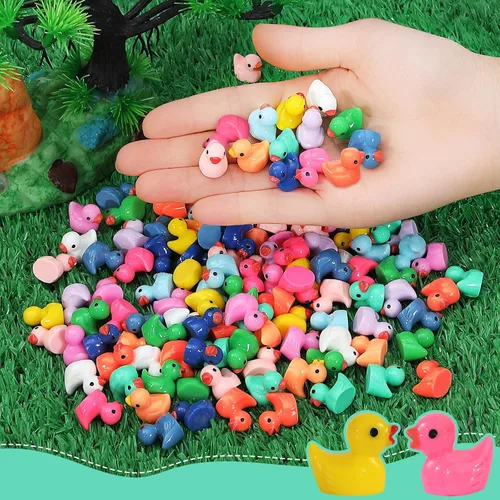 Miniatura 3 de Rachan 130 piezas de mini patos de resina a granel para paisajes en miniatura, jardín, acuario, accesorios en maceta, juego de broma para el hogar