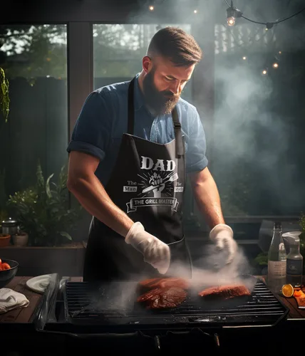 Miniatura 3 de Divertido delantal para hombre con bolsillos para asar a la parrilla, cocinar, regalos de cumpleaños para hombres, papá, abuelo, amigos