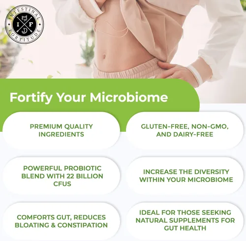 Miniatura 4 de Intestinal Fortitude Paquete de suplemento prebiótico y probiótico, 30 cápsulas para la salud intestinal y el apoyo digestivo, promueve