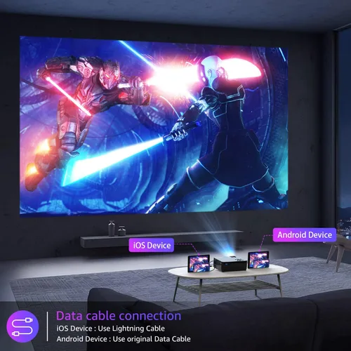 Miniatura 5 de Proyector con WiFi 5G y Bluetooth, proyector nativo 1080P [pantalla de proyector incluida], proyector de película Full HD 18000LM, pantalla de cine