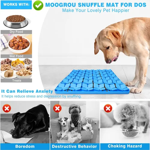 Miniatura 2 de Alfombrilla de olfateo para perros, tapete de comida para perros de silicona premium de 16"x16", juego interactivo de alimentación para Azul-L