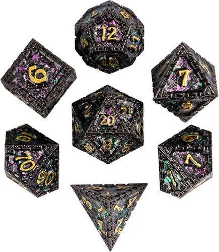 Miniatura 20 de UDIXI Juego de dados de metal de 7 troqueles, juego de dados poliédricos DND para juegos de rol y otros juegos de mesa (cobre antiguo)