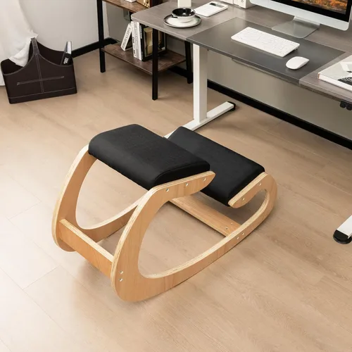 Miniatura 2 de Giantex Silla ergonómica de rodillas, silla de postura para escritorio con cojín, marco de madera maciza, carga máxima de 330 libras, cómoda silla