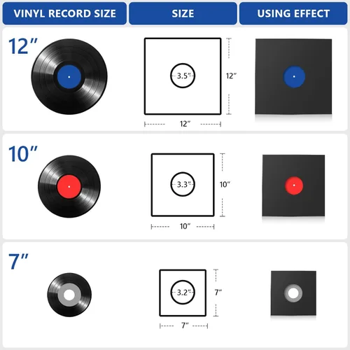 Miniatura 5 de VKheroKV GU-YO - Fundas de papel kraft gruesas y duraderas para grabar LP, cartón, con agujero central, paquete de 10 (12 pulgadas)