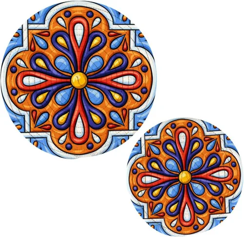 Kigai Salvamanteles talavera mexicanos para ollas y sartenes y soportes para ollas, 2 unidades, tapetes redondos de cuerda de algodón, almohadillas