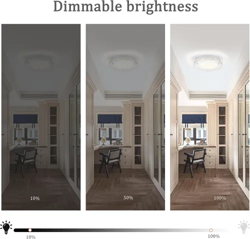 Miniatura 6 de Lámpara de techo de montaje empotrado, luces de techo cromadas de cristal para cocina, lámpara LED de dormitorio de 8.3 pulgadas para baño, pasillo