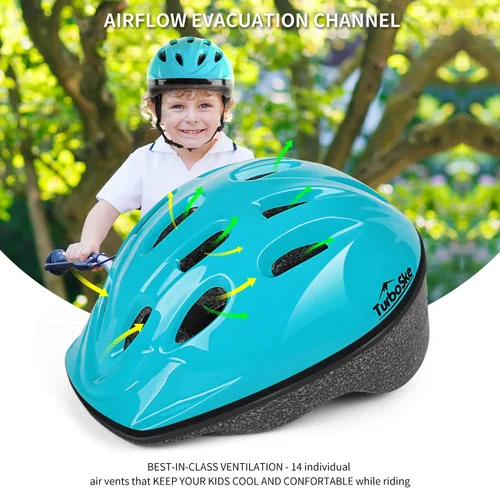Miniatura 2 de Casco de bicicleta para niños pequeños, casco multideportivo ajustable para niños y niñas Azul Aqua
