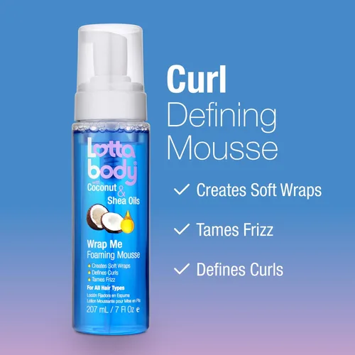 Miniatura 5 de Lottabody Mousse en espuma con aceite de coco y manteca de karité Wrap Me, crea envoltorios suaves, mousse para cabello rizado, define rizos