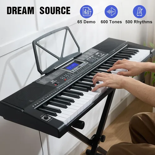Miniatura 4 de MUSTAR - Teclado de piano, teclado de 61 teclas, piano eléctrico con soporte, teclado sensible al tacto, piano de 61 teclas para principiantes