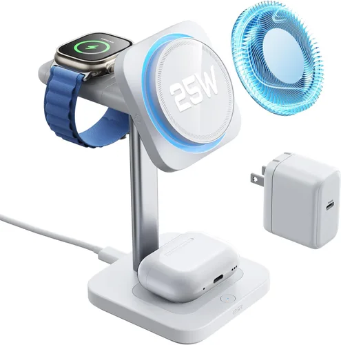 Miniatura 9 de ESR para estación de carga 3 en 1, soporte de cargador MagSafe certificado Qi2.2 de 25W con CryoBoost, estación de carga rápida con enfriamiento