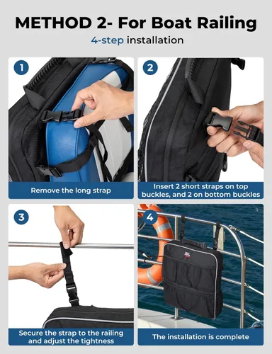 Miniatura 5 de KEMIMOTO Bolsa de almacenamiento para barco, mochila para asiento de barco, organizador de almacenamiento de barco con bolsillos de malla, bolsa