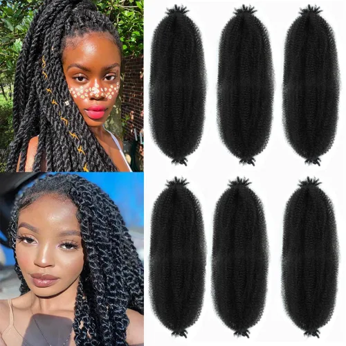 Miniatura 50 de Cabello afro trenzado elástico de 24 pulgadas 3 paquetes Cabello afro trenzado elástico Cabello afro para trenzado en crochet (24 pulgadas