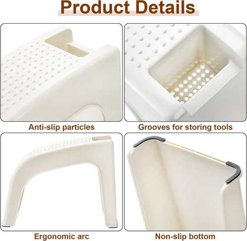 Miniatura 2 de Hedume Paquete de 2 reposapiés de ducha, soporte para pedicura fácil, taburete de ducha para afeitarse piernas, baño, manicura, antideslizante