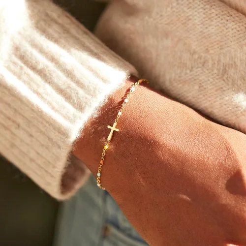 Miniatura 2 de STORYJEWELLERY Regalos religiosos y cristianos para mujeres, brazaletes con cruz, para bautismo, confirmación y Pascua, regalos para dar aliento a