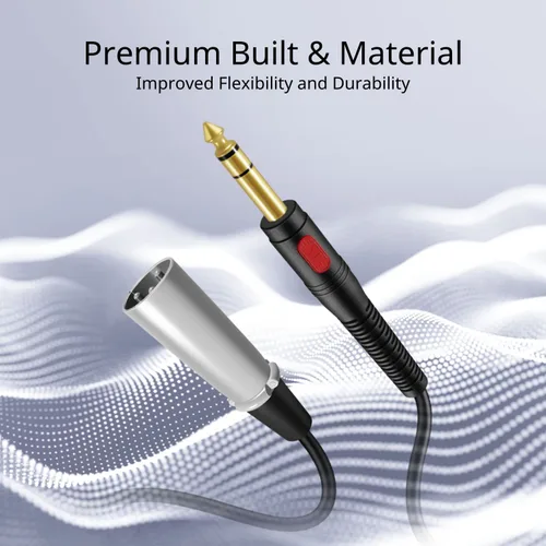 Miniatura 3 de TNP XLR a 1/4 TRS - Cable equilibrado de 3 pies – XLR macho a 1/4 de pulgada de 1/4 de pulgada de 0.250 in de interconexión estéreo de audio chapado