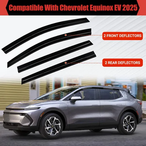 Miniatura 2 de Viseras de ventana, protectores de lluvia para Chevy Equinox EV 2025 2026, deflectores de ventana adhesivos, protección contra la intemperie