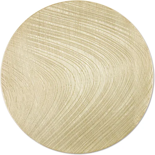 fanquare Manteles individuales redondos forrados de vinilo dorado metálico para uso diario, boda, aniversario, decoración de mesa de comedor,