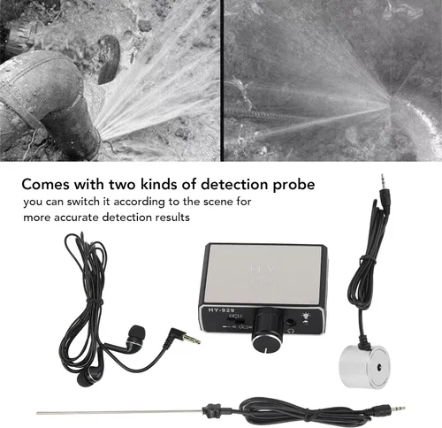 Miniatura 3 de Detector de fugas de agua subterránea con sondas duales, herramienta de detección de fugas de tuberías, probador amplificador de sonido recargable
