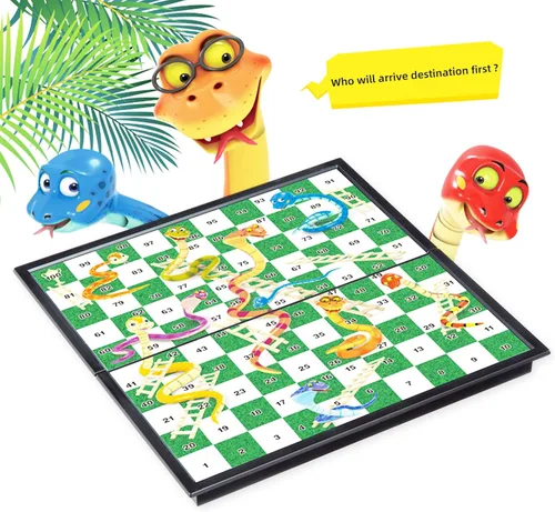 Miniatura 2 de Juegos de mesa de viaje Pequeñas serpientes magnéticas y escaleras Juego de mesa 9.7 pulgadas Tablero plegable portátil