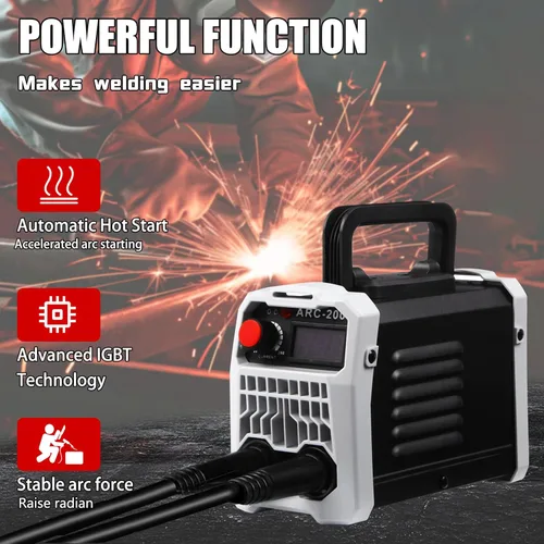Miniatura 3 de Soldador de palo ARC200 110V, mini máquina de soldadura eléctrica portátil, soldador inversor IGBT con protección de seguridad y control