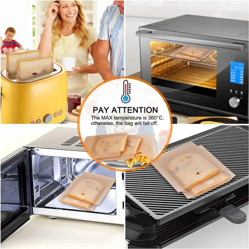 Miniatura 5 de 10 Bolsas de Tostadora Reutilizables para queso a la parrilla Bolsas de Tostadora Antiadherentes para Sándwiches, Pollo, Nuggets, Panini y Tostadas