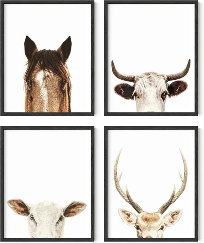 Miniatura 12 de HAUS AND HUES Arte para pared, juego de 4 impresiones rústicas de animales de granja