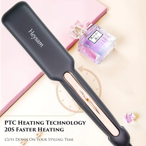Miniatura 4 de Heysam Plancha de pelo y rizador 2 en 1, plancha de pelo portátil de doble voltaje, plancha plana de cerámica de titanio de 1.6 pulgadas