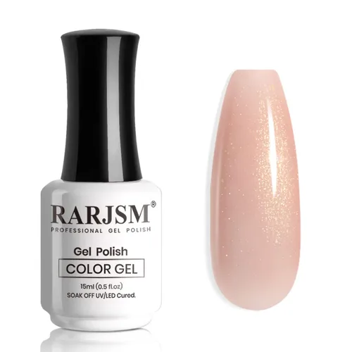 Miniatura 13 de RARJSM Esmalte de Uñas en Gel Rosa con Purpurina Nude, Rosa Brillante con Pigmento Dorado Brillante, Esmalte de Uñas en Gel Gelatinoso Transparente