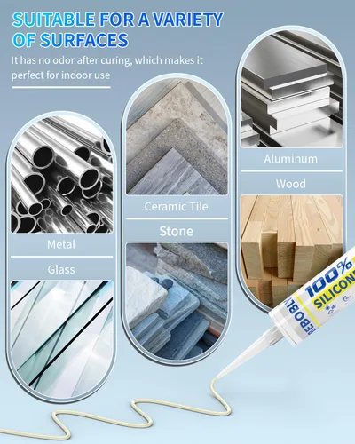 Miniatura 3 de Calafateo y sellador de silicona almendra, sellador de silicona 100% impermeable, a prueba de encogimiento y grietas, calafateo de silicona