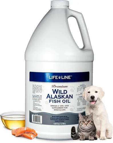 Life Line Pet Nutrition Aceite de pescado salvaje de Alaska para perros y gatos, 128 onzas, suplemento de aceite de pescado Omega 3 para piel y