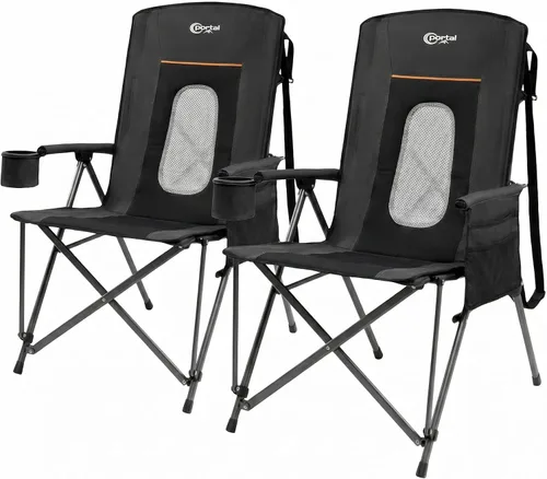Miniatura 8 de PORTAL Silla de camping plegable extra grande con respaldo alto, sillas de césped portátiles para adultos, deportes al aire libre con apoyabrazos
