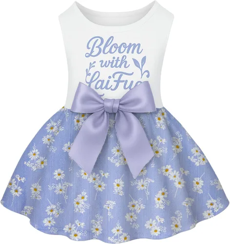 Miniatura 14 de Laifug Vestido de perro con estampado de cachorro, vestido de princesa para perro, ropa de fiesta linda (rosa, M)