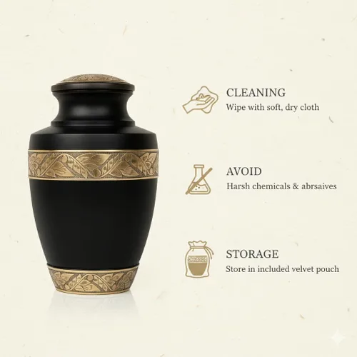 Miniatura 2 de Urna de alta calidad para cenizas humanas, urna funeraria Itemsandco para adultos, elegante urna conmemorativa negra griega para mujeres y hombres