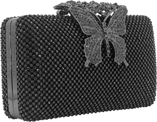 Miniatura 2 de Dexmay - Bolso de noche para mujer con cierre de mariposa y diamantes de imitación