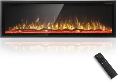 Miniatura 11 de MFSTUDIO - Chimenea eléctrica de 72 pulgadas con 84 combinaciones de color, chimenea eléctrica empotrada y montada en la pared con marco ultra