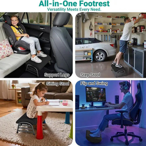 Miniatura 6 de YEASHEIN Reposapiés ajustable para debajo del escritorio en el trabajo, reposapiés ergonómico debajo del escritorio con 6 posiciones, taburetes