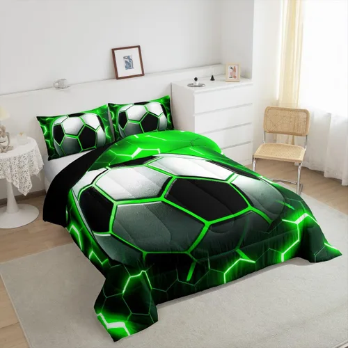 Miniatura 4 de Edredón de fútbol con estampado de fútbol para niños y niñas, juegos de ropa de cama y colecciones de juegos de pelota, edredón de plumón