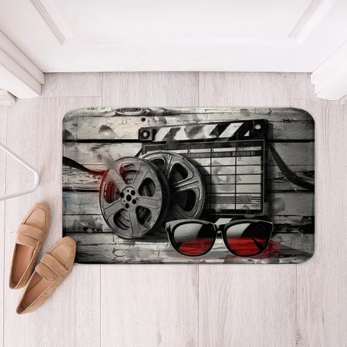 Miniatura 12 de Homewish Alfombra de baño con música de piano, notas musicales, para niños, niñas, niños, adolescentes, retro, graffiti, gris, dorado, lanudo