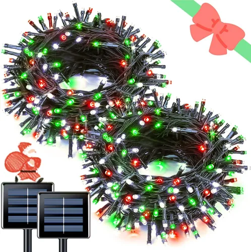 Miniatura 37 de JMEXSUSS 600 luces LED solares azules de Navidad, 206.7 pies, luces azules de Navidad al aire libre, impermeables, 8 modos de luz solar al aire