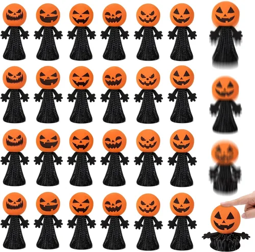 Juguetes de fiesta de Halloween para niños y niñas – 24 piezas de juguete lanzador de primavera para saltar, juguete novedoso y animoso, premios de