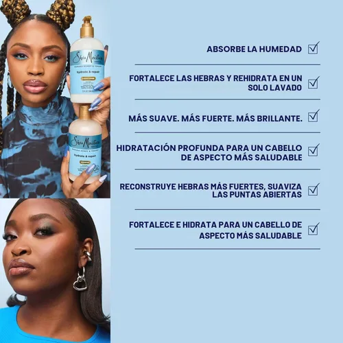 Miniatura 4 de SheaMoisture Champú y acondicionador, hidratación y reparación de miel de manuka y yogur + tratamiento potencial de proteínas, mascarilla capilar
