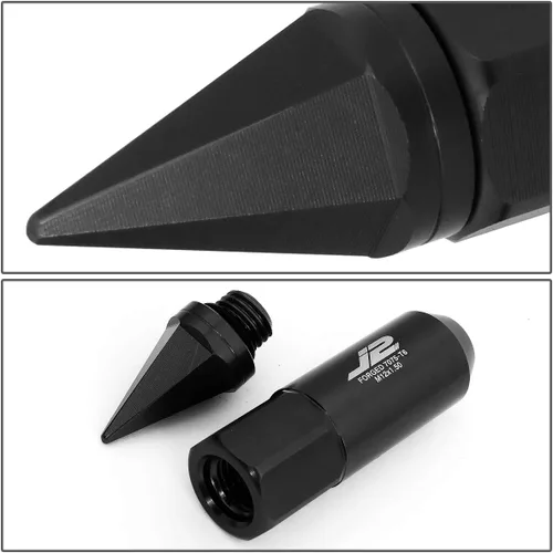 Miniatura 4 de J2 Engineering - 20 tuercas M12 x 1.25 7075-T6 de aluminio de 3.543 in con adaptador de enchufe (negro)