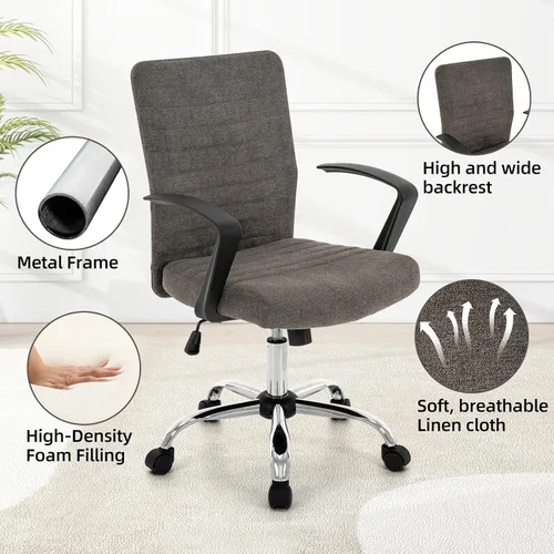 Miniatura 4 de 422 High Back Ribbed Office Chair Ergonomically Designed with Armrest Executive Swivel Computer Chairs with Wheels for Conference Study Leisure